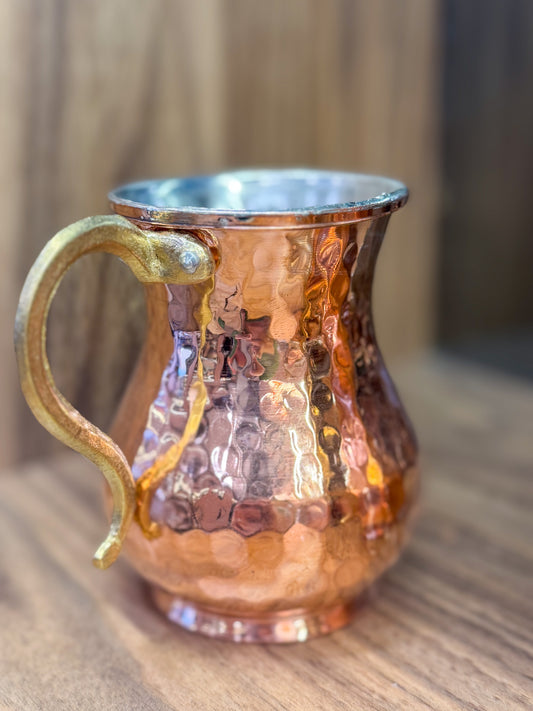 Bakır Bardak Kulplu Ayran Bardağı