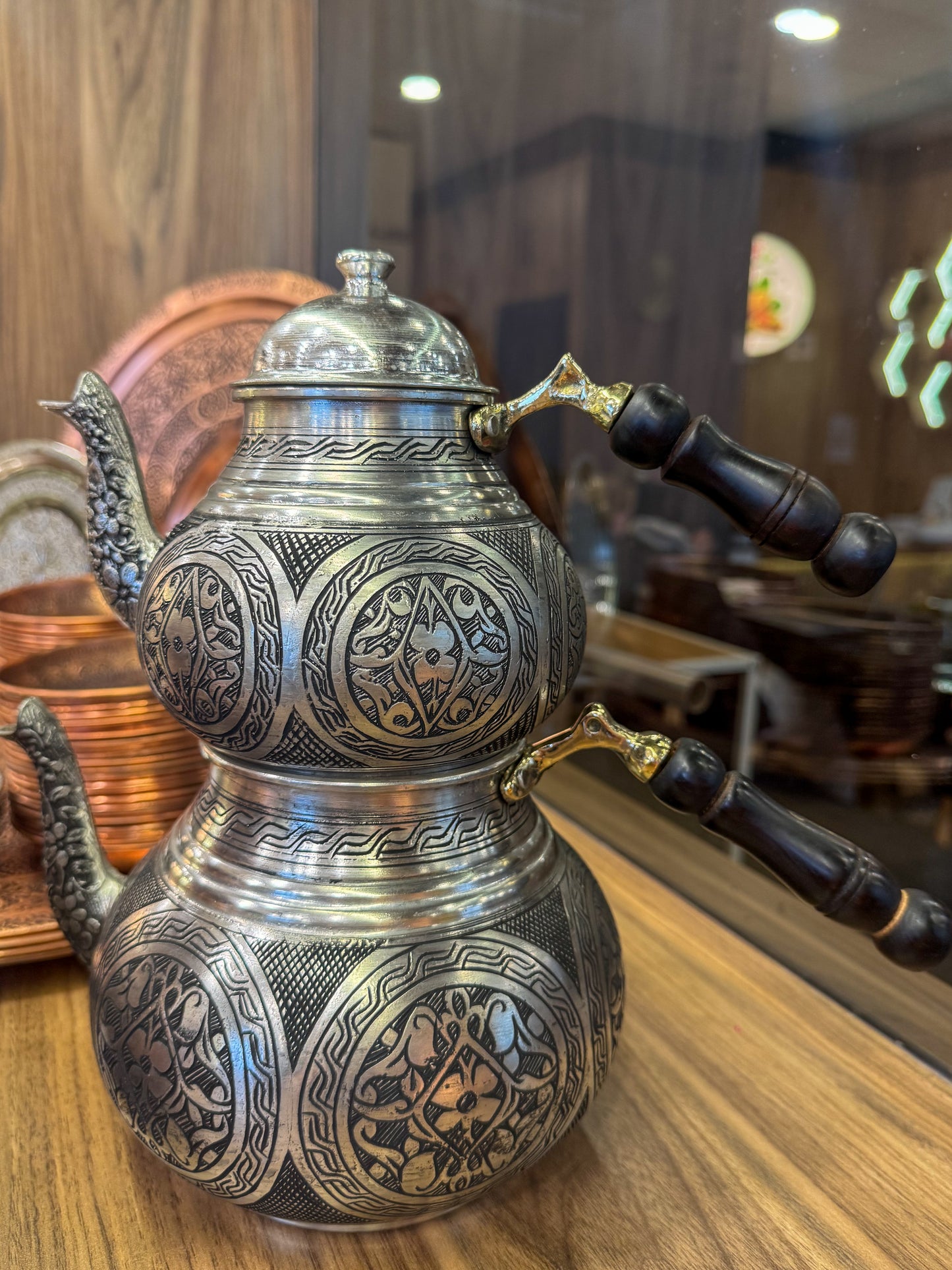 Bakır Çaydanlık Takımı AĞIR İşlemeli