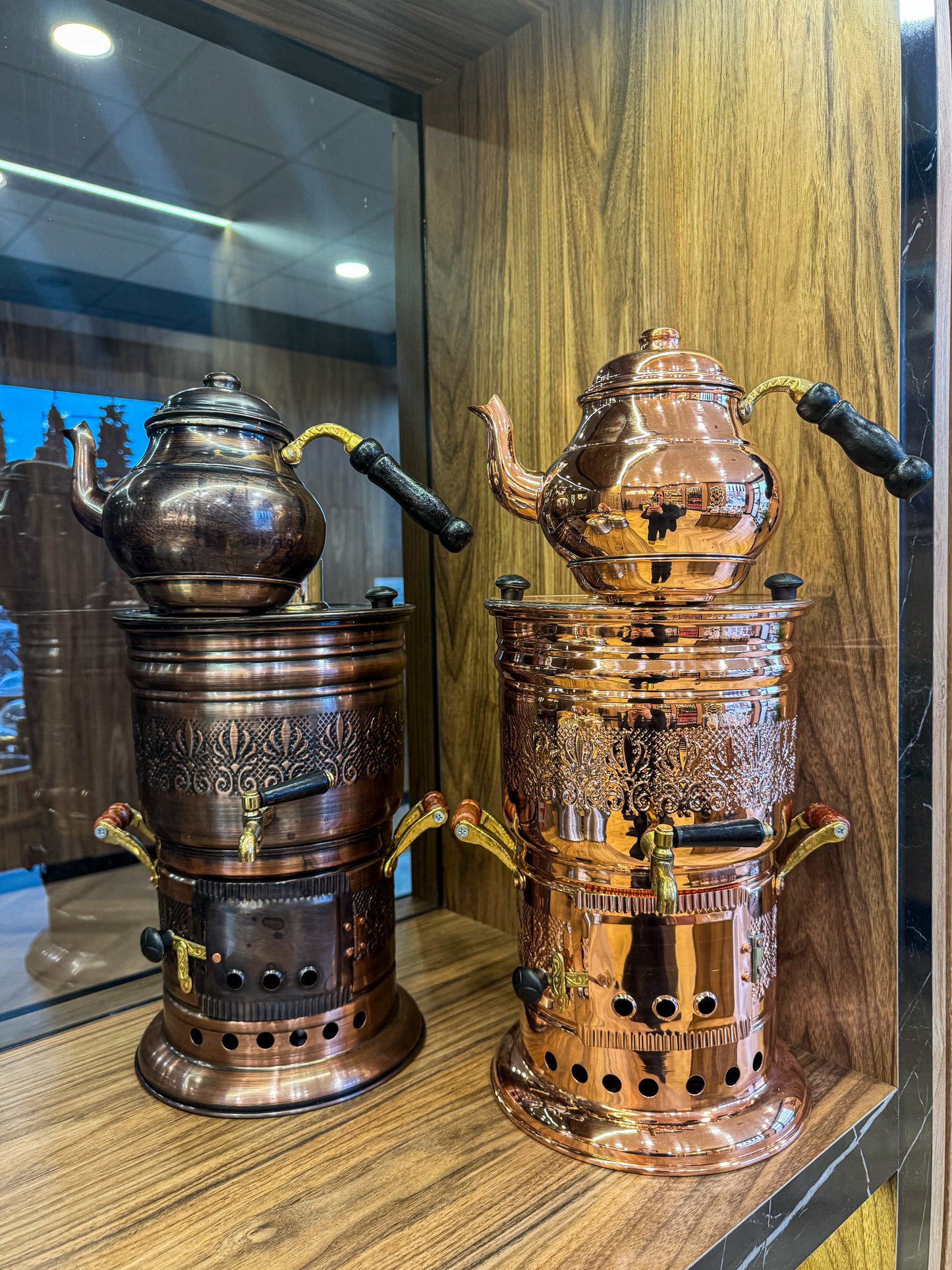 Odunlu ve Kömürlü Bakır Semaver (mat)