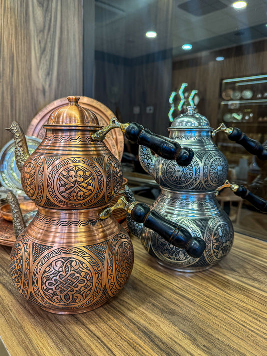 Bakır Çaydanlık Takımı AĞIR İşlemeli